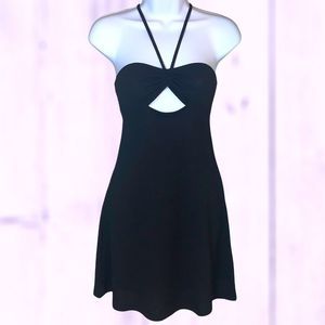 Divided Black Strappy Cutout Dress